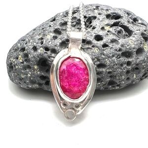 New Natural Ruby Pendant Sterling Silver, July Birthstone , 40th Anniversary